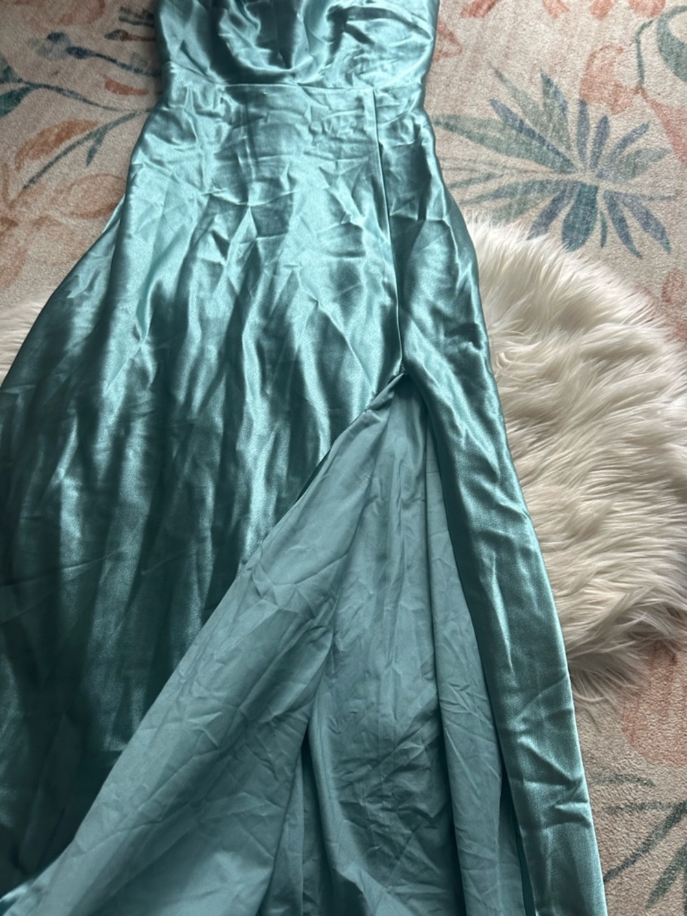 BIRDY GREY Lisa Dress In Shiny Satin Sea Glass - Picture 8 of 9